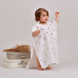 Forest Muslin Hooded Toddler Poncho Unisex Baby Clothing Organic Cotton Baby Poncho Unique Gift for Newborn, Baby Bath Towel image 1