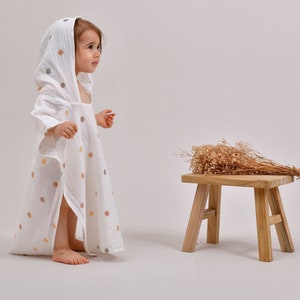 Forest Muslin Hooded Toddler Poncho Unisex Baby Clothing Organic Cotton Baby Poncho Unique Gift for Newborn, Baby Bath Towel image 2