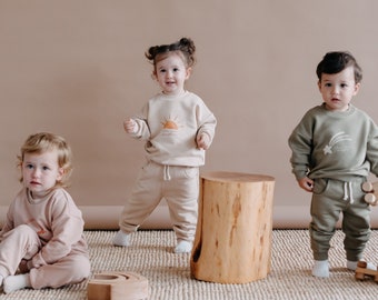 Ensemble sweat-shirt et pantalon de jogging pour tout-petit - Vêtements oversize neutres en matière de genre pour enfants - Pull pour bébé garçon - Vêtements bohèmes pour bébé - Cadeaux pour bébé