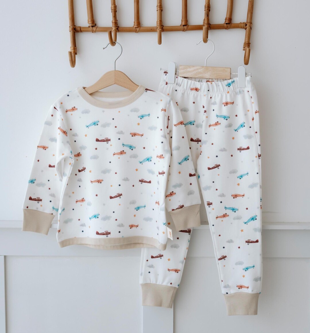 Airplane Pajamas, Modal Cotton Kids Pjs - Etsy