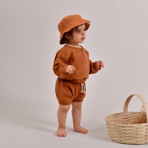 Muslin Baby Clothing Set, Oversize Baby Shirt, Baby Bloomer Short, Cotton Toddler Apparel, Boho Kids Clothes, Gender Neutral Outfit