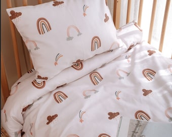 Rainbow Duvet Cover Set, Crib Baby Bedding, Boho Crib Bedding, Boho Nursery Bedding, Toddler Bedding, Twin Size Bedding, Rainbow Bed Sheets