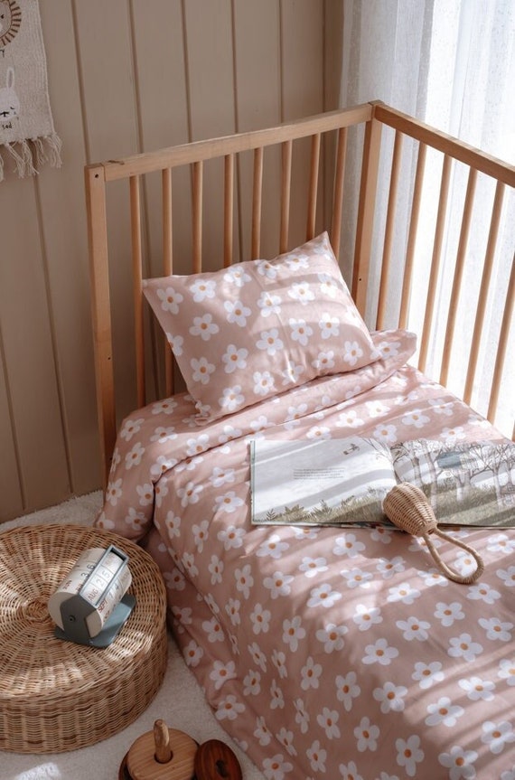 Daisy Print Cotton Satin Duvet Cover Set Baby Girl Floral Bedding Crib Set Custom Toddler Duvet Cover Twin Size Bedding Newborn Gift Etsy UK