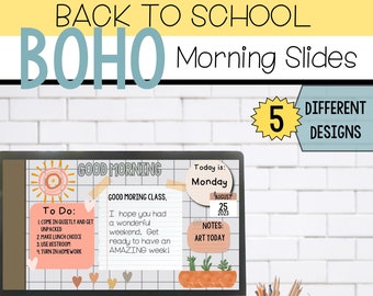 BOHO Morning Message Google Slides| Back to School | Good Morning Slides | Classroom Managment | Morning Work Slides| Editable