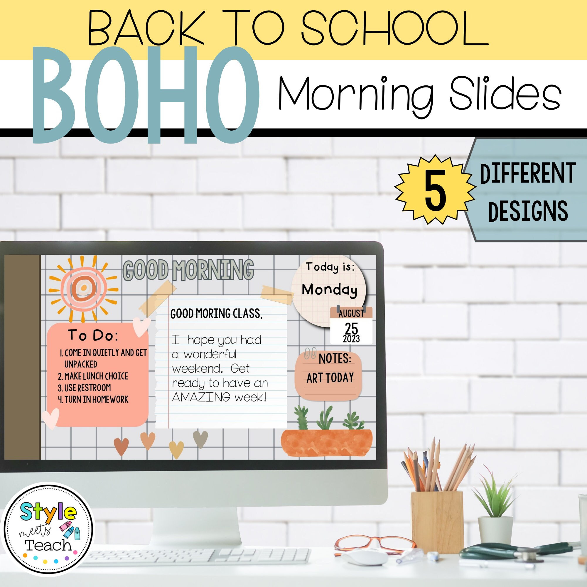 BOHO Morning Message Google Slides Back to School Good Morning Slides