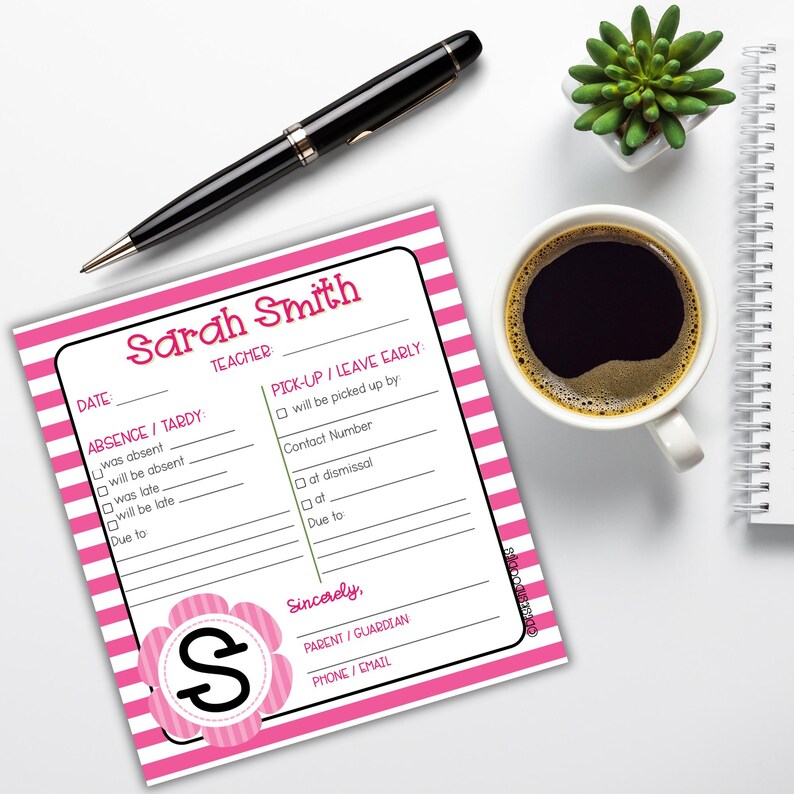 Absence Note Pad Parent Notes to School Notepad| School Excuse From Parents | Absence ...