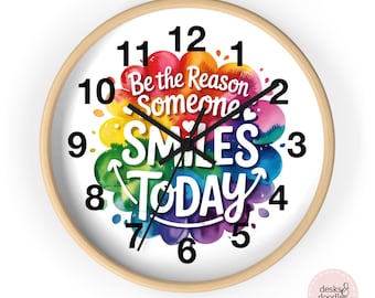 Classroom Decor Wall Clock, Motivational Classroom Wall Art, Be the Reason Someone Smiles, Rainbow Teacher Wall Decor, Teacher Gift Idea