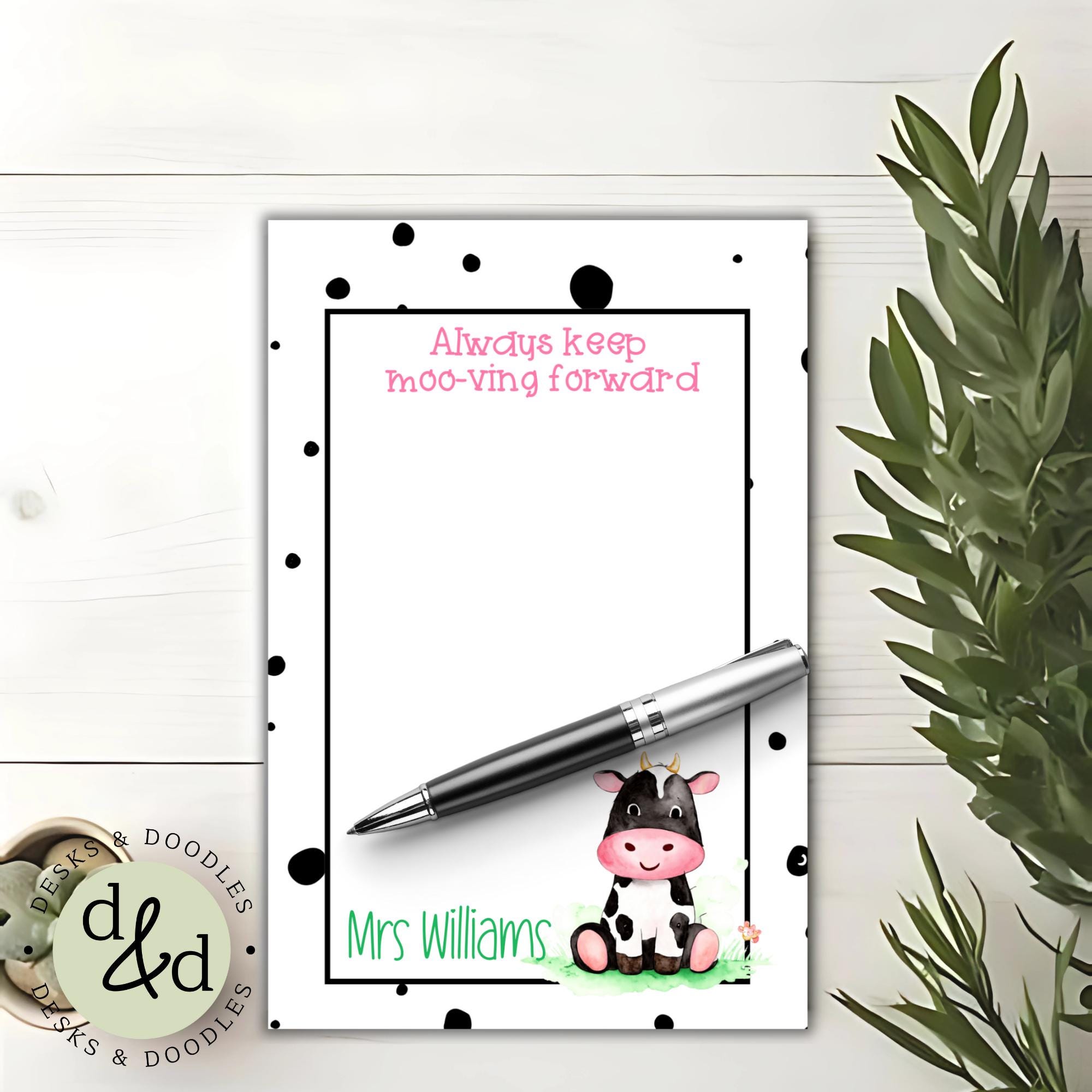 Sticky Note Notepad Get Moo-tivated Motivational Memo Pads Cute Cow Design Office & School Supplies Gift