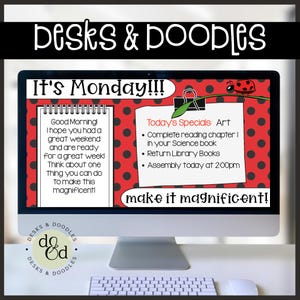 Morning Slides for Teachers – Daily Agenda, Classroom Routine & Management Strategies for Morning Meetings -Ladybug Theme