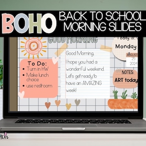 BOHO Morning Message Google Slides| Back to School | Good Morning Slides | Classroom Managment | Morning Work Slides| Editable