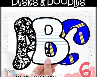 Back to School Bulletin Board Letters, Printable Composition Notebook Alphabet, Printable Back to School Letters, Easy Bulletin Board Ideas
