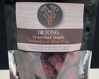 Traditional South African Biltong. Dried Beef Snack. 3oz, 8oz and 16oz, Slab or Sliced to order