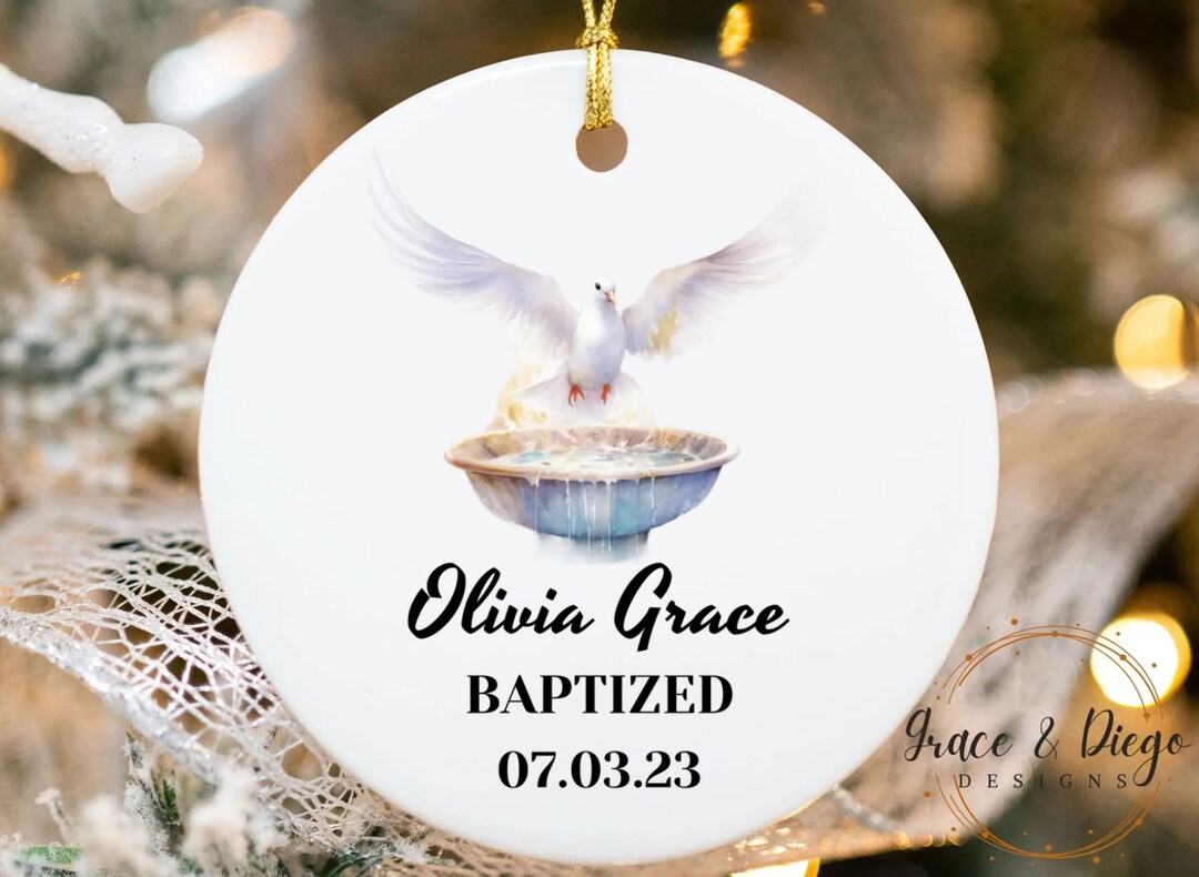 Personalized Baptism Porcelain Ornament, Custom Baptism Gift for Boy