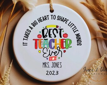 Custom Teacher Christmas Ornament, Personalized Grade Teacher Christmas Ornament, Christmas Gift For Teacher, Elementary Teacher gift