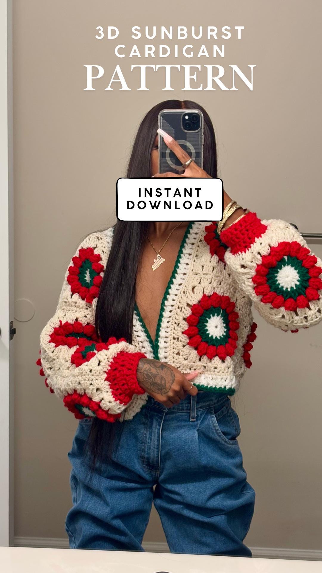 3D Sunburst Cardigan Pattern PDF - Etsy