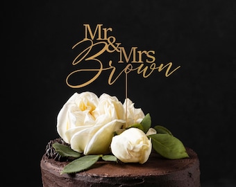 Wedding Cake Topper, Personalized Acrylic Cake Topper, Mr and Mrs Cake Topper, Personalized Wedding gift, Custom Rustic Wooden Cake Topper