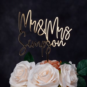 Personalised Mr & Mrs Acrylic Wedding Cake Topper, Last Name Topper immagine 1