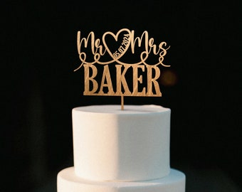 Wedding cake topper, Personalised Mr and Mrs cake topper, Acrylic cake topper, Wooden Rustic Wedding Cake Topper, Heart with date topper