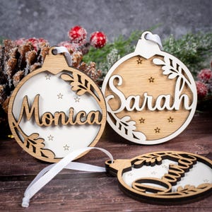 Personalised Christmas Ornament, Christmas tree decoration, Wooden Name Bauble for Christmas Tree, Wooden Christmas tree Décor, Custom gift