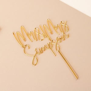 Personalized Mr & Mrs Wedding Cake Topper, Gold Acrylic Topper, Cake ...