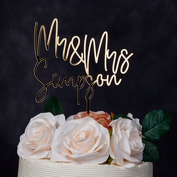 Personalised Mr & Mrs Acrylic Wedding Cake Topper, Last Name Topper