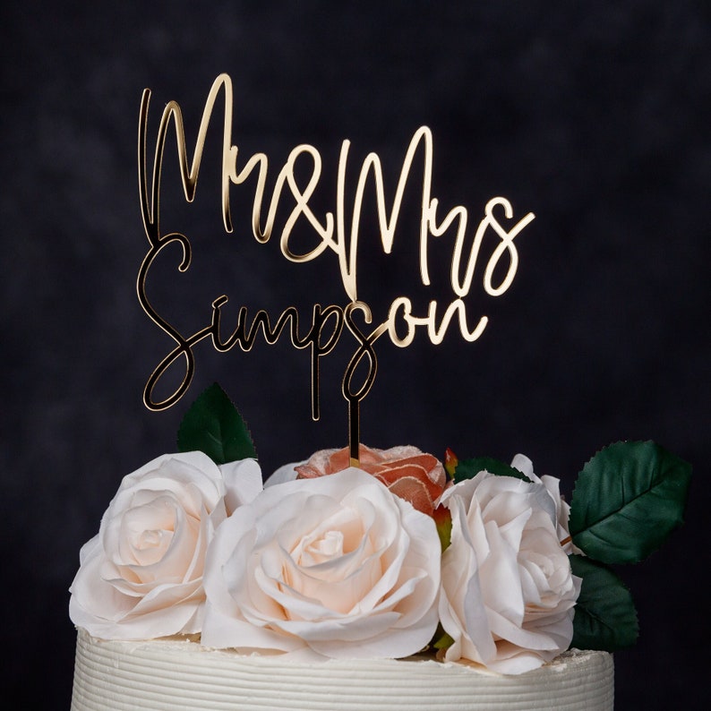 Personalised Mr & Mrs Acrylic Wedding Cake Topper, Last Name Topper immagine 1
