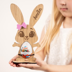Personalised Easter Egg Holder, Wooden Bunny Decoration, Easter Egg Hunt, Easter Gifts for Kid, Boy, Girl