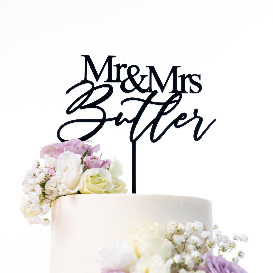 Mr & Mrs Cake Topper for Wedding, Personalised Acrylic Cake Topper ...