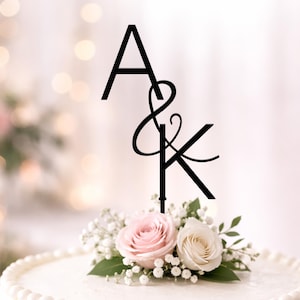 Décoration de gâteau de mariage personnalisée, initiales, décoration d'anniversaire