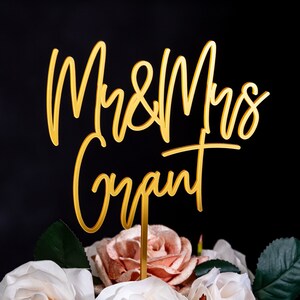 Personalised Mr & Mrs Acrylic Wedding Cake Topper, Last Name Topper immagine 7