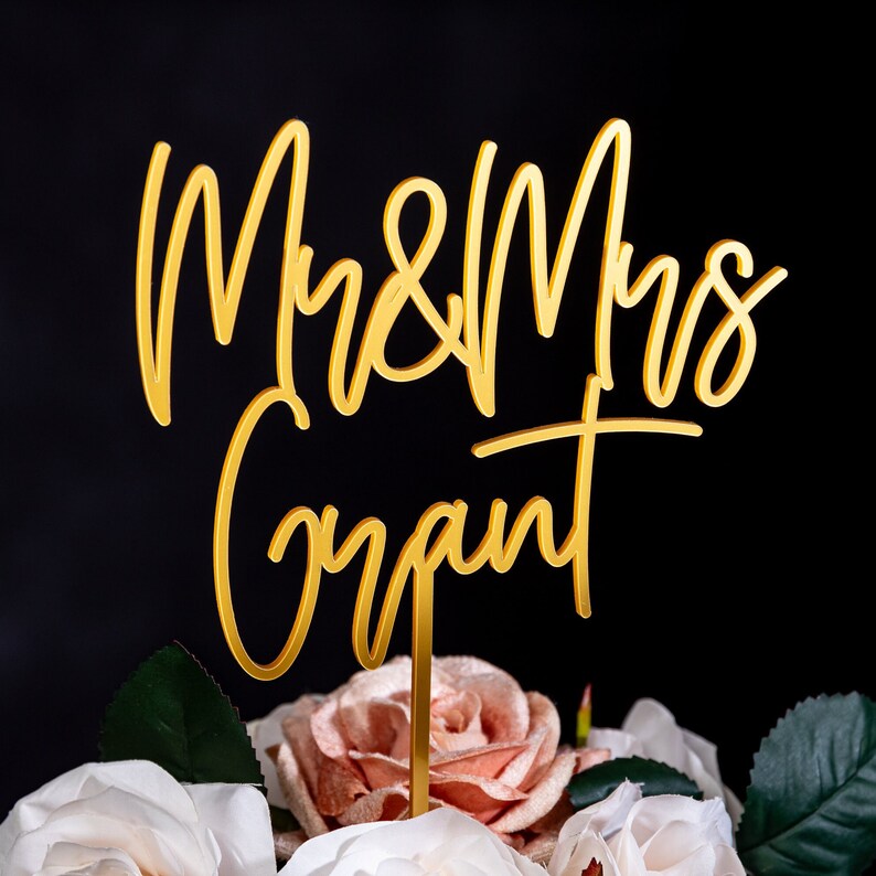 Personalised Mr & Mrs Acrylic Wedding Cake Topper, Last Name Topper immagine 7