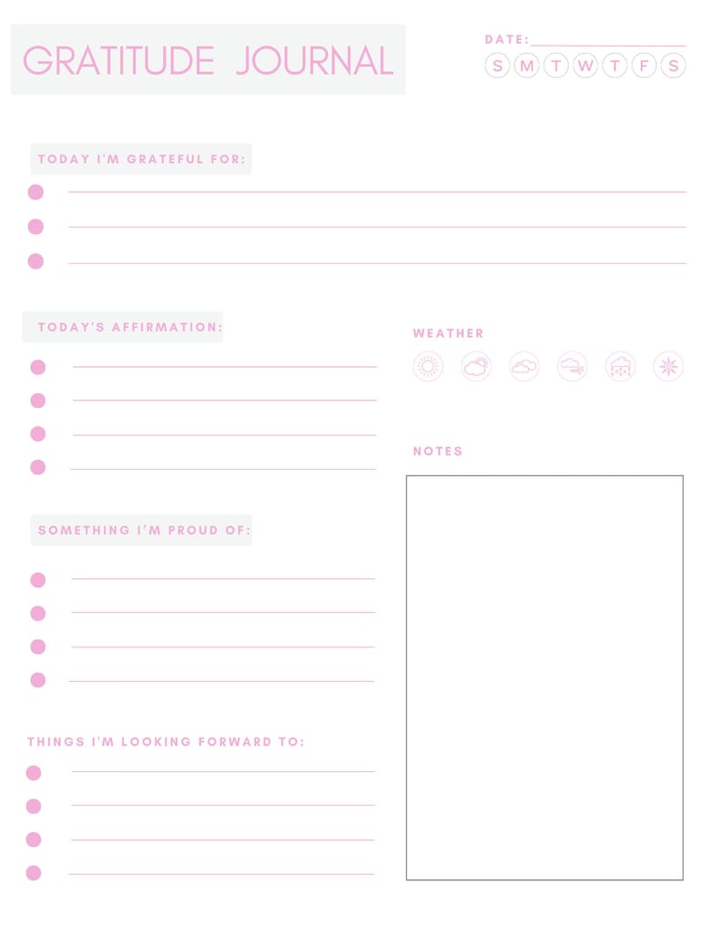 Daily Gratitude Journal Printable, Instant Download, Minimalist ...