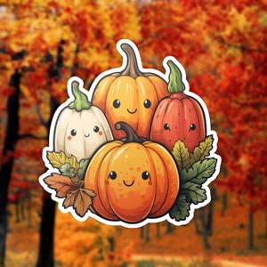 Smiling Pumpkin Face Sticker, Fall Vinyl Decal, Fall Decoration, Laptop Decal, Water Bottle Sticker, Seasonal Decor