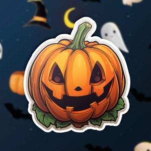 Pumpkin Jack-o-Lantern Vinyl Sticker, Halloween Decal, Laptop Decal, Water Bottle Sticker, Halloween Decoration