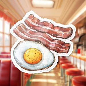 Bacon and Eggs Vinyl Sticker, Foodie Decal, Laptop Sticker, Food Lover Gift, Breakfast Decal