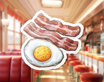 Bacon and Eggs Vinyl Sticker, Foodie Decal, Laptop Sticker, Food Lover Gift, Breakfast Decal