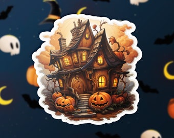 Halloween Haunted House Sticker, Scary Vinyl Decal, Spooky Home Decor, Ghostly Wall Art, Halloween Gift