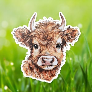 Highland Cow Vinyl Decal, Farm Animal Sticker, Laptop Decal, Car Window Decal, Nature Lover Gift-Cut Stickers