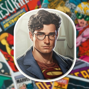 Adesivo de vinil de super-herói Clark Kent, decoração de super-herói, adesivo para laptop, presente geek para fãs