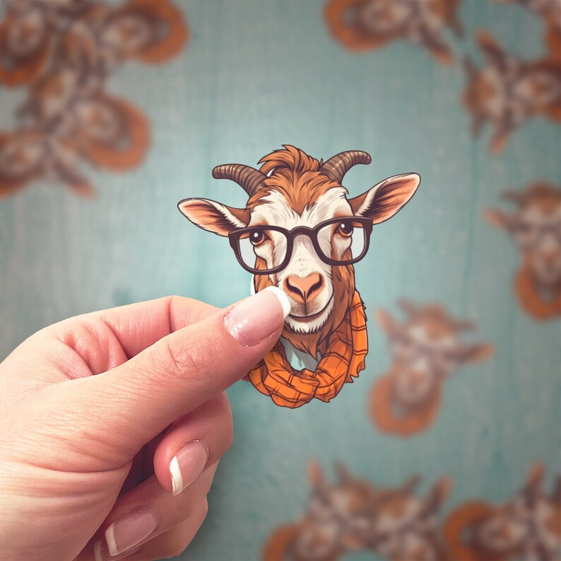 Vinyl Hipster Goat Sticker, Laptop Decal, Trendy Animal Lover Gift ...