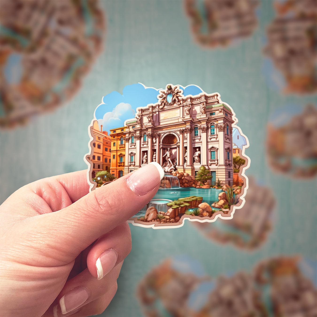 Trevi Fountain Vinyl Sticker, Rome Souvenir, Italy Travel, Laptop ...