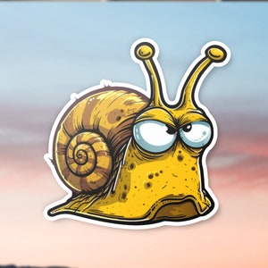 Funny Snail Vinyl Sticker, Grumpy Snail Decal, Durable Sticker, Laptop Decal, Car Decal, Whimsical Snail Gift, Animal Lover Gift