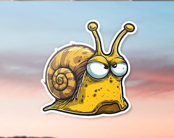 Funny Snail Vinyl Sticker, Grumpy Snail Decal, Durable Sticker, Laptop Decal, Car Decal, Whimsical Snail Gift, Animal Lover Gift