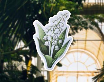 Lily of the Valley Vinyl Sticker, Floral Laptop Decal, Flower Window Sticker, Botanical Car Decal, Nature Lover Gift