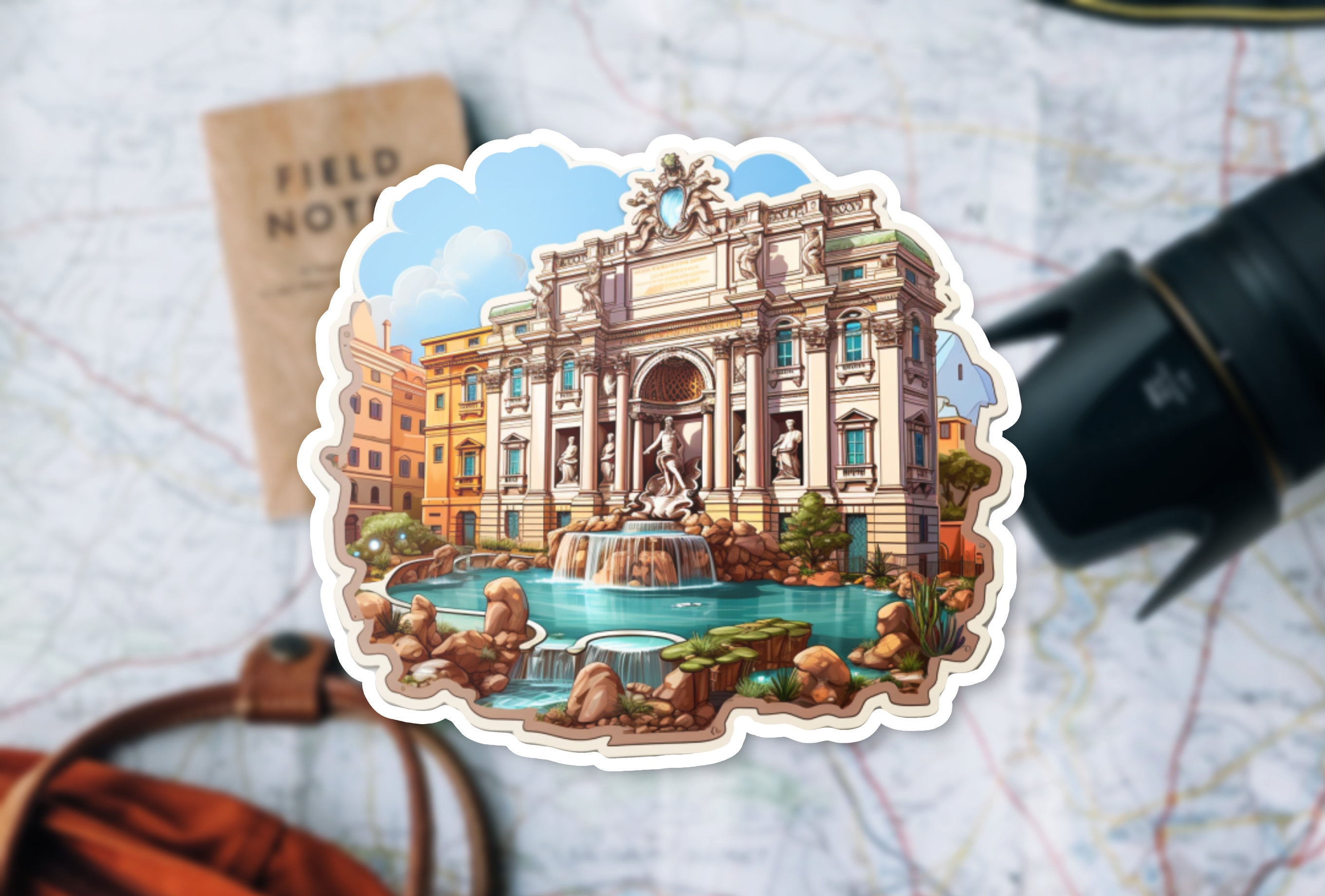 Trevi Fountain Vinyl Sticker, Rome Souvenir, Italy Travel, Laptop ...