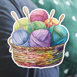 Knitting Yarn Vinyl Sticker, Crochet Sticker, Craft Room Decor, Yarn Lover Gift, Yarn ball Sticker