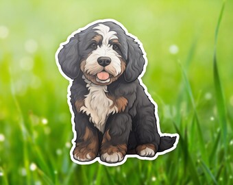 Bernedoodle Dog Vinyl Sticker, Pet Lover Gift, Water Bottle Decal, Laptop Decoration, Cute Animal Sticker