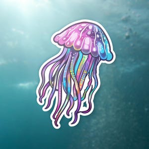 Jellyfish Vinyl Sticker, Ocean Creature Decal, Laptop Sticker, Water Bottle Sticker, Sea Life Sticker, Underwater Sticker