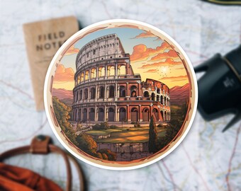 Colosseum Rome Vinyl Sticker, Italy Souvenir Decal, Water Bottle Decal, Adventure Lover Gift, Travel Sticker