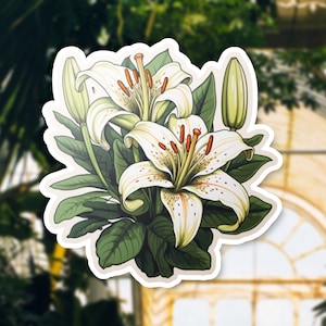 Lily Sticker, Flower Decal, Botanical Decor, Nature Lover Gift, Vinyl Sticker, Laptop Decal